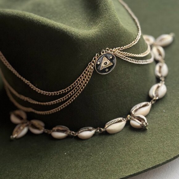 Never Used: Tuluminati Hat forest green with golden shells main image 6